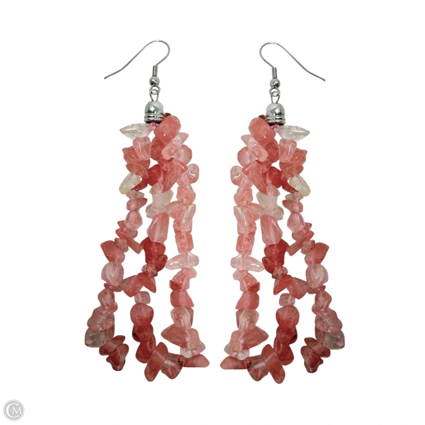 Rose Quartz Tassel Beaded Dangle Earrings
