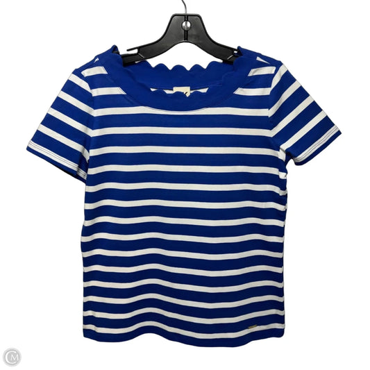 Santorini Top Short Sleeve By Anne Klein In Bule & Bright White Striped Pattern, Size: M
