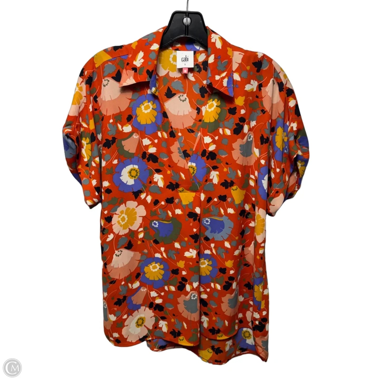 Top Short Sleeve By Cabi In Floral Print, Size: S