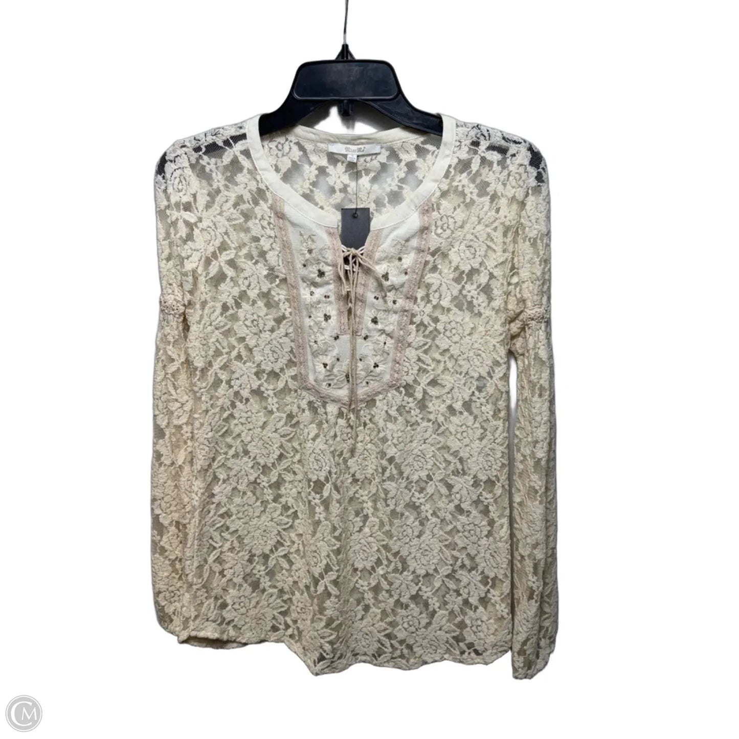Top Long Sleeve By Miss Me In Cream, Size: S