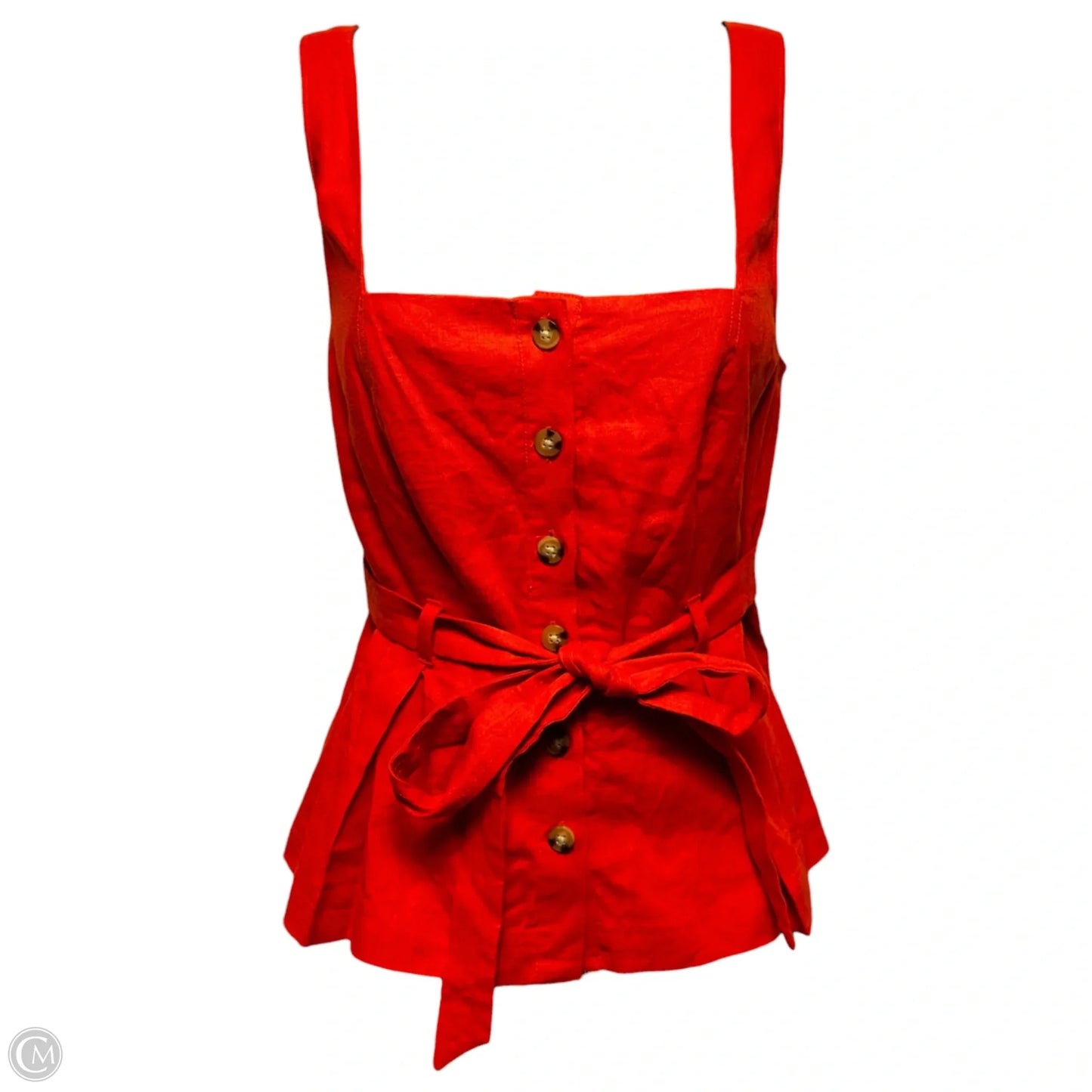 Linen Blend Belted Top Sleeveless By Ann Taylor In Orange, Size: 4