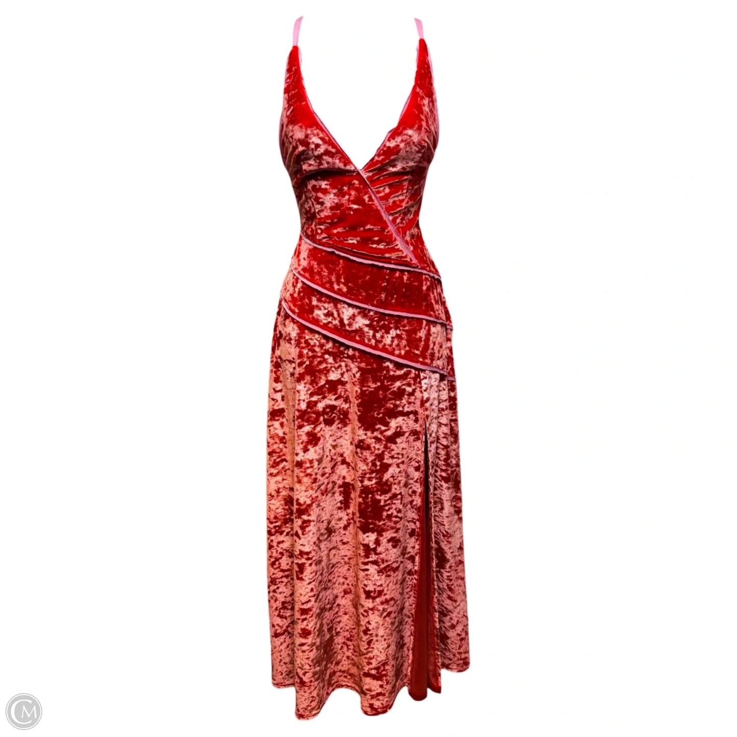 Deia Velvet Midi Dress By Free People In Pink & Orange, Size: XS