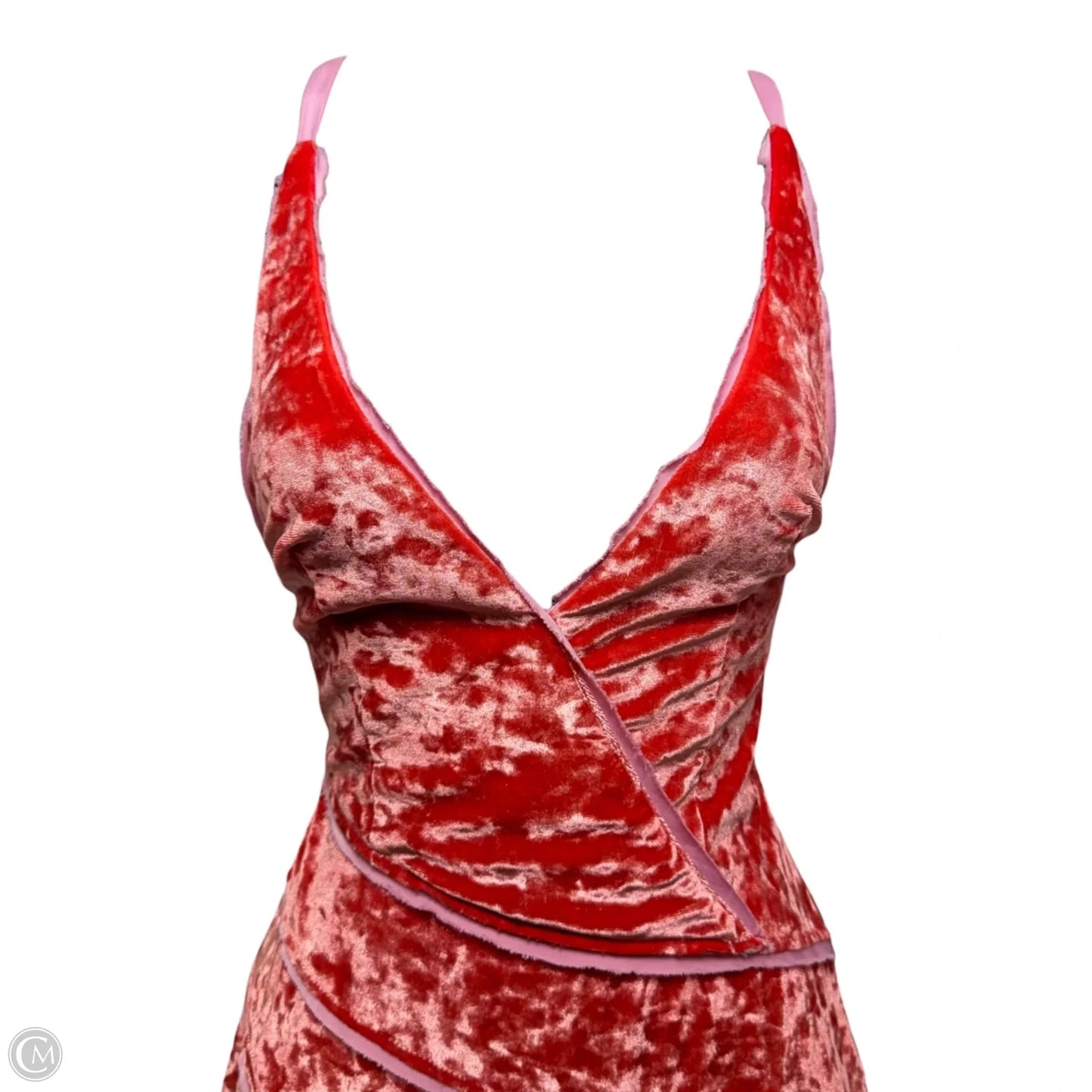 Deia Velvet Midi Dress By Free People In Pink & Orange, Size: XS