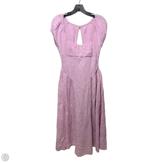 Ciara Pucker Check Midi Dress By Free-est In Pink, Size: XS