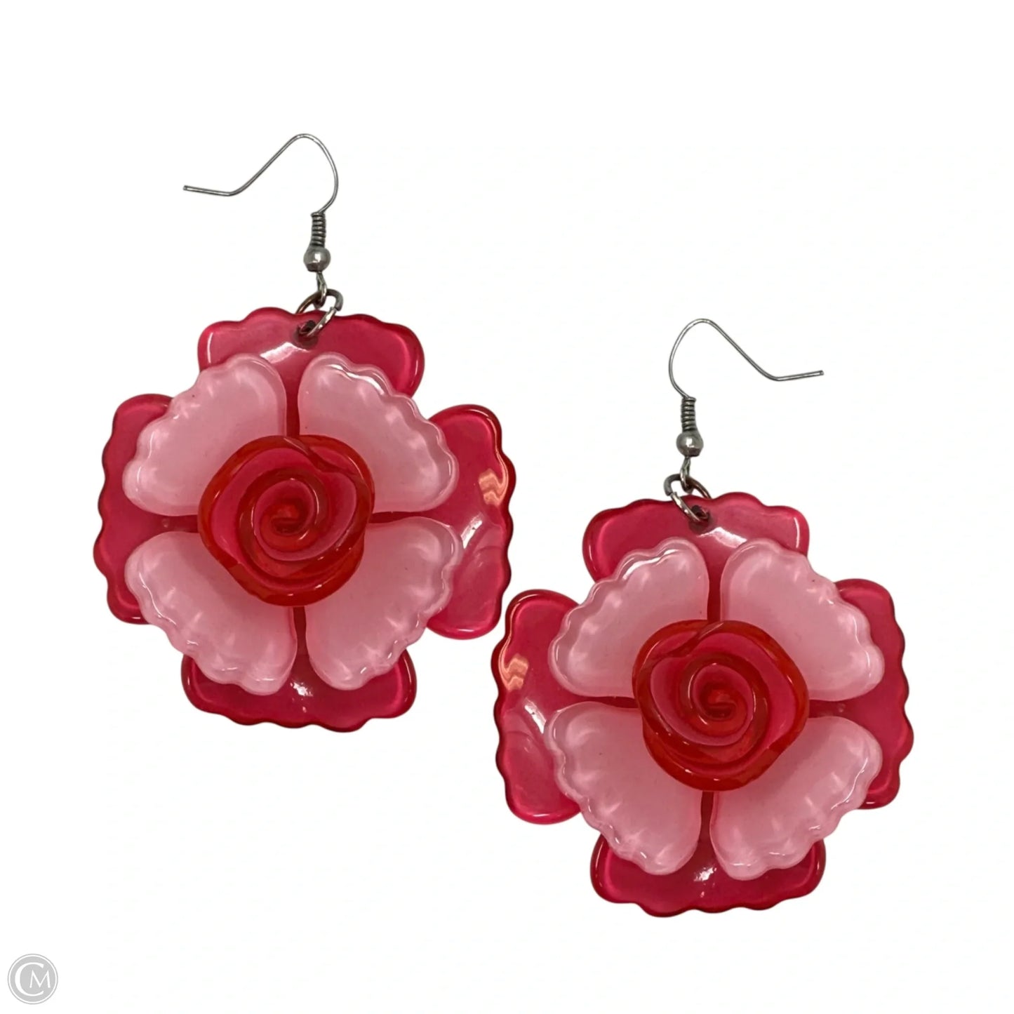 Pink Flower Drop Earrings