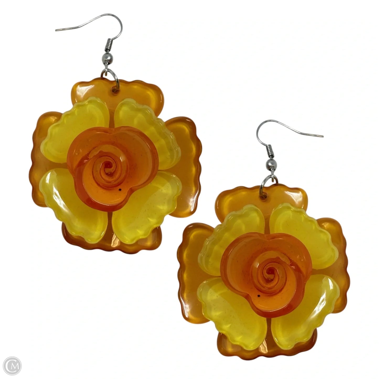 Orange Flower Drop Earrings