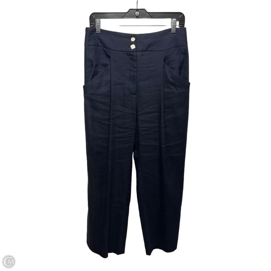 Kuna Wide-Leg Linen Blend Trouser By Veronica Beard In Navy, Size: 8
