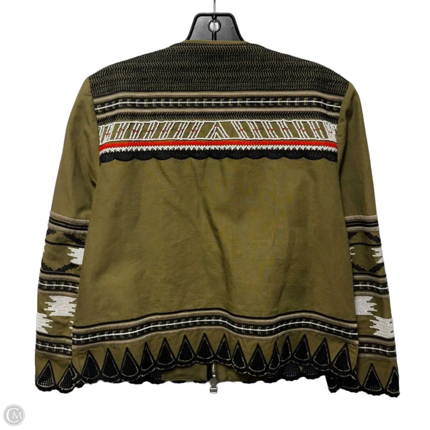 Embellished Zip Jacket Utility By Veronica Beard In Green, Size: M