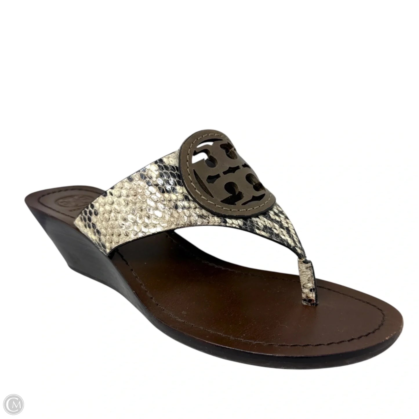 Louisa Wedge Sandals Designer By Tory Burch In Snakeskin Print, Size: 9