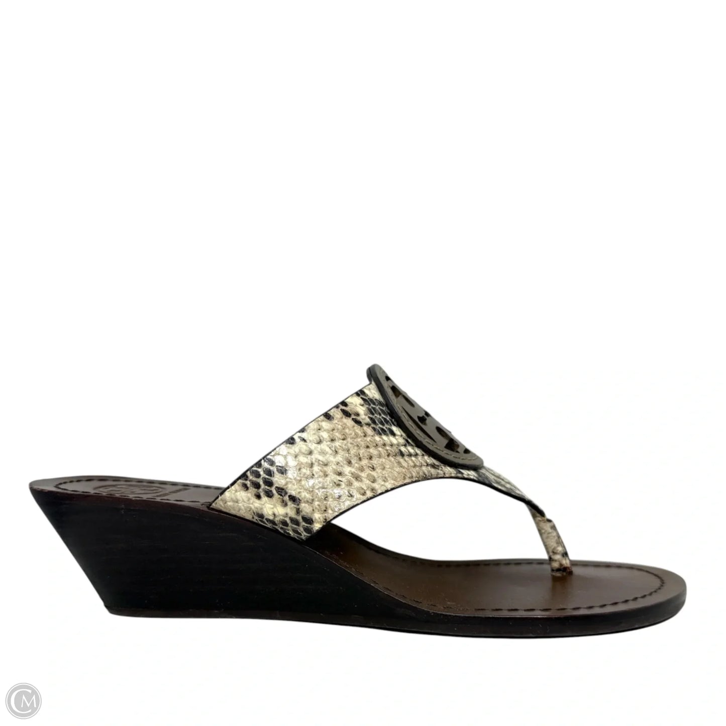 Louisa Wedge Sandals Designer By Tory Burch In Snakeskin Print, Size: 9