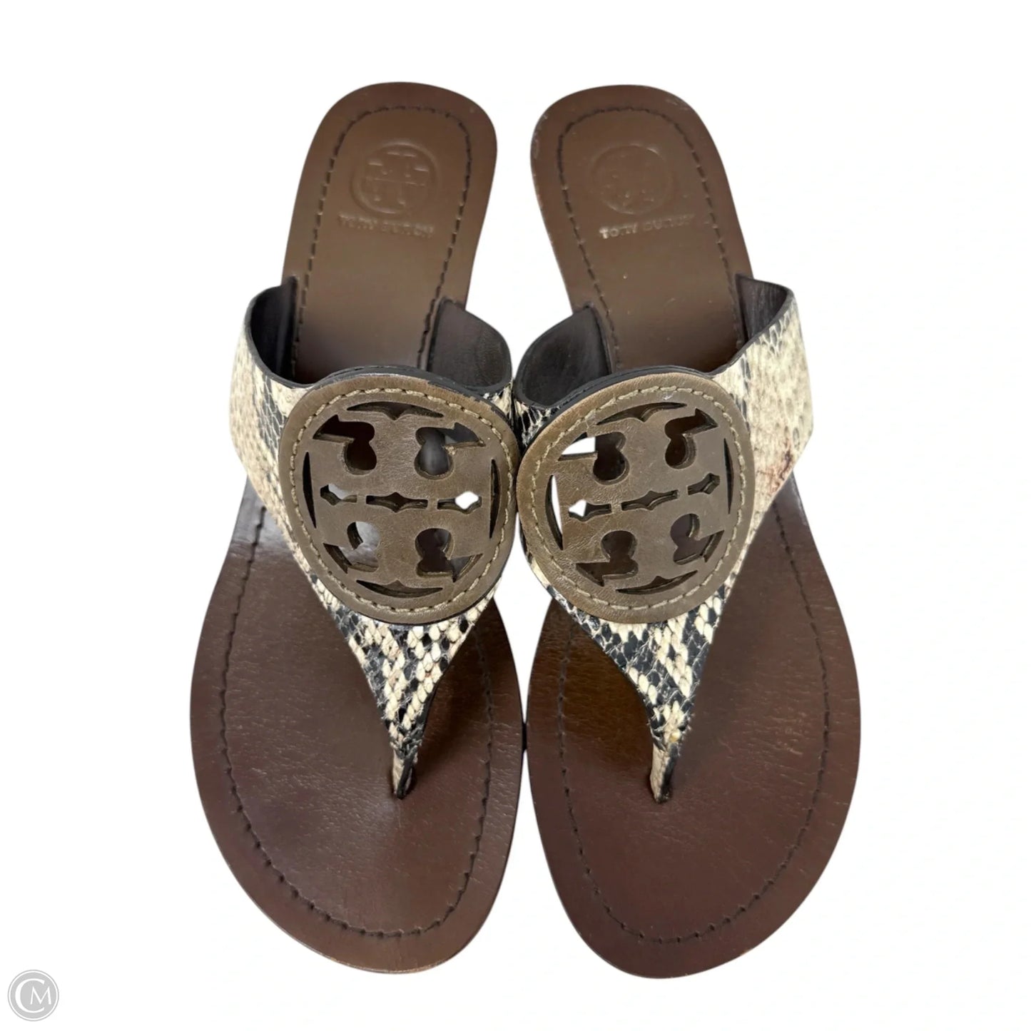 Louisa Wedge Sandals Designer By Tory Burch In Snakeskin Print, Size: 9