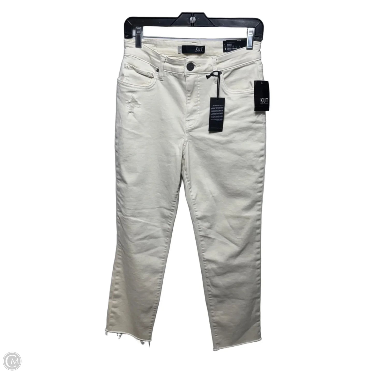 High Rise Reese Ankle Straight Jeans By Kut In Cream, Size: 4