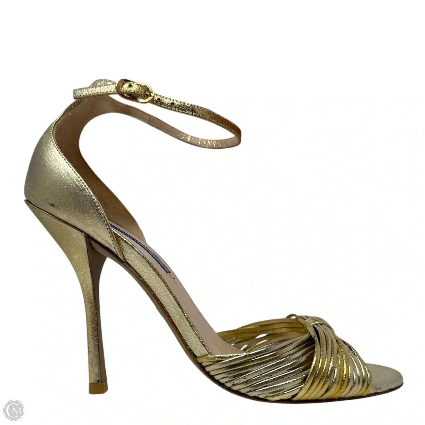 Paulette Sandals Designer By Stuart Weitzman In Gold, Size: 8.5
