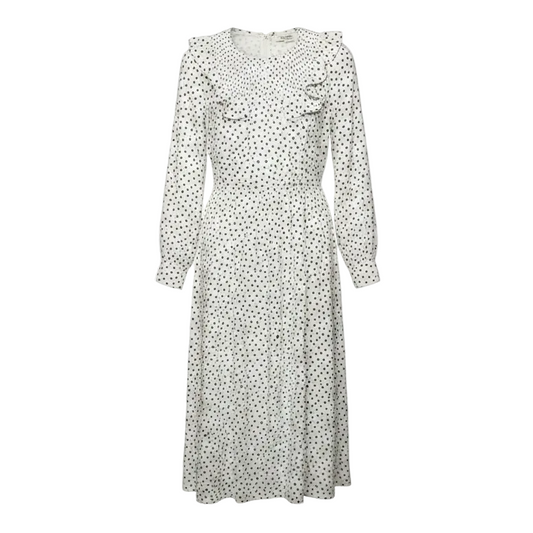 Smocked Ruffle-Shoulder Midi Dress By Madewell In Inkbrush Dots Pattern, Size: S
