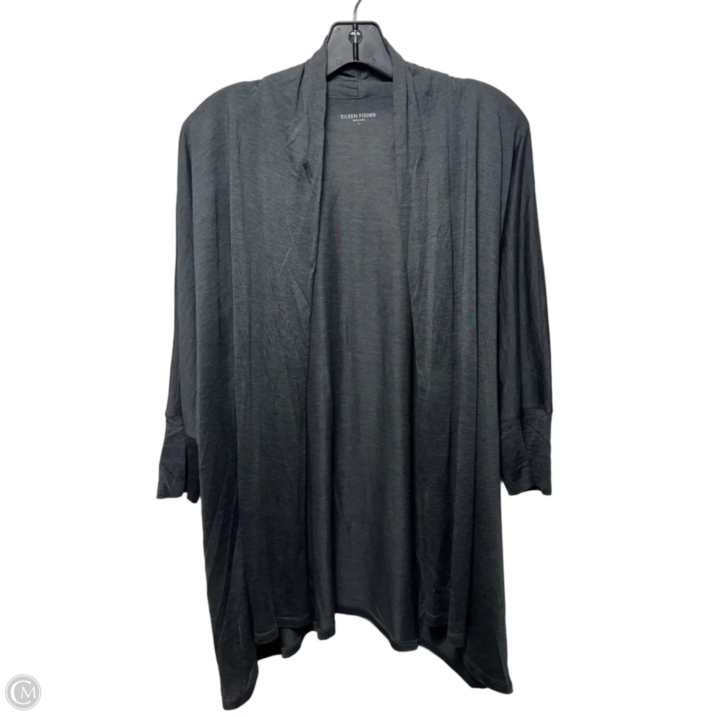 Silk & Cotton Cardigan By Eileen Fisher In Grey, Size: L