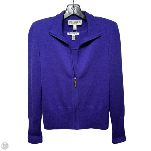 Knit Top & Jacket 2 Piece Set Luxury Designer By St John Collection In Purple, Size: S