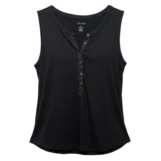 Andie Sleeveless Henley Top
 By Pilcro In Black, Size: XL