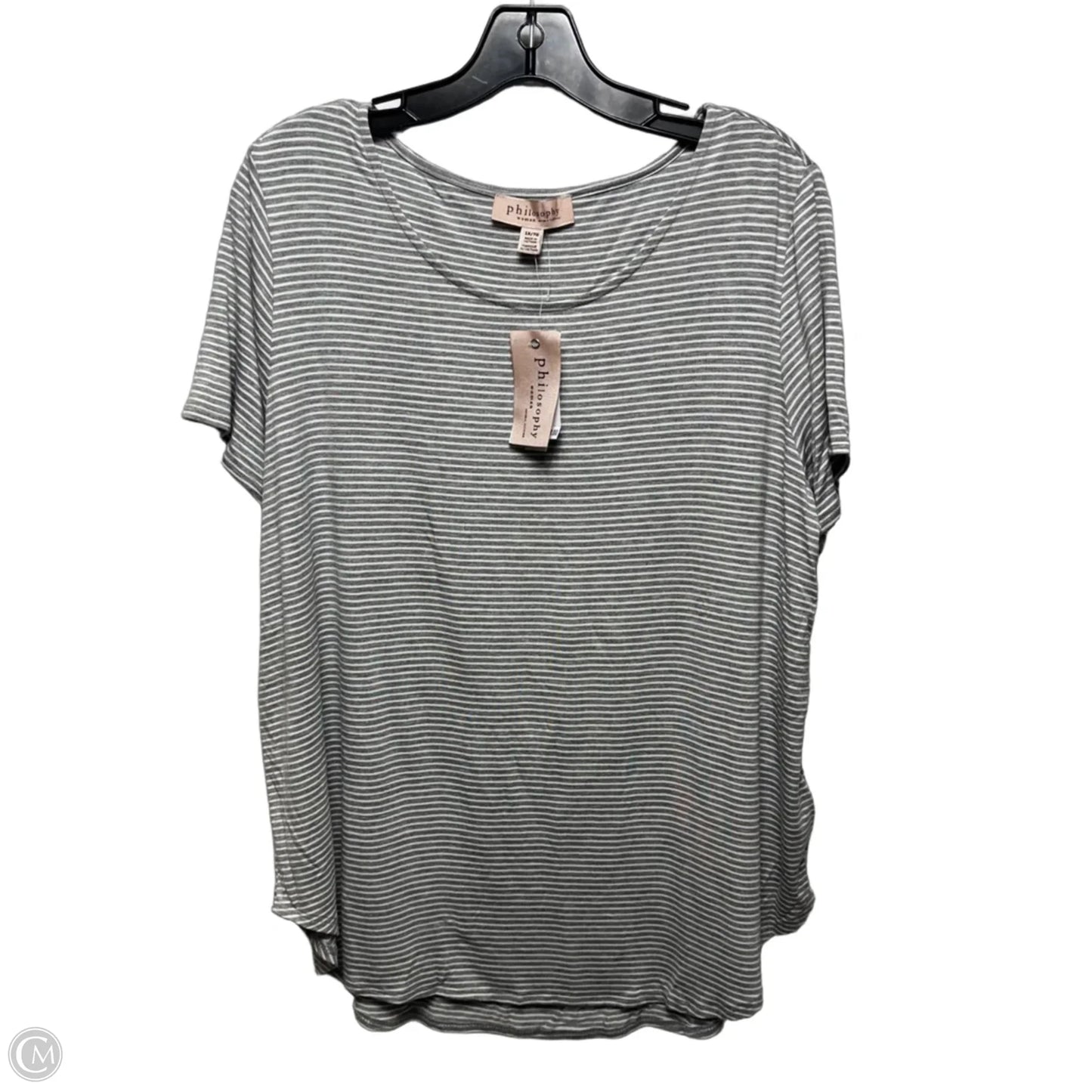 Top Short Sleeve By Philosophy In Striped Pattern, Size: 1x