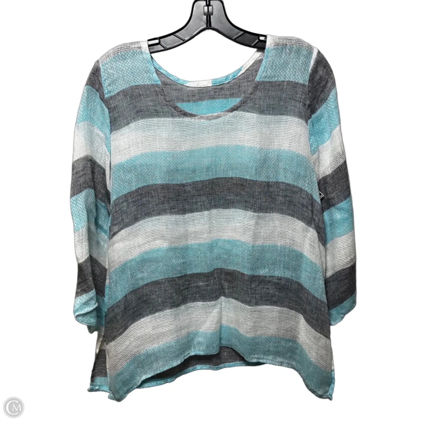 Linen Top Long Sleeve By Unbranded In Striped Pattern, Size: M