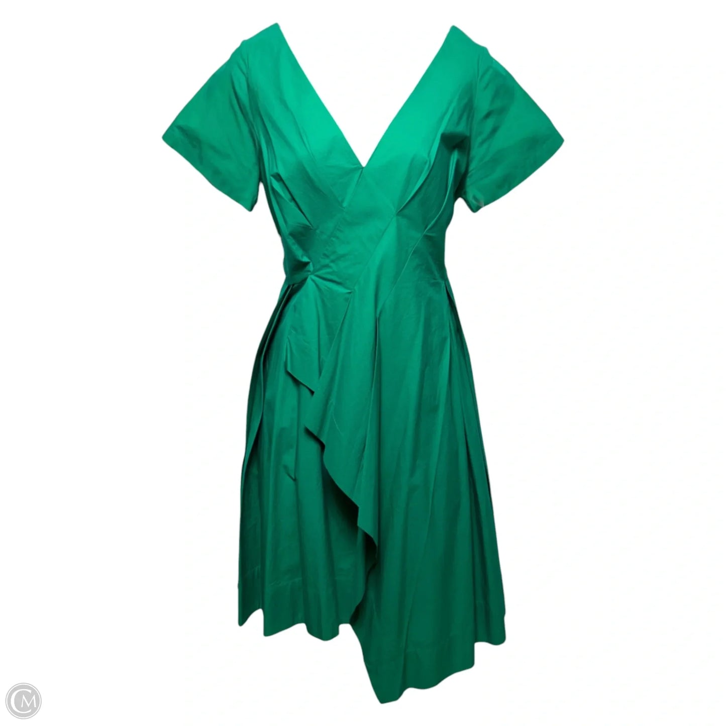 Seamed Poplin Origami Pleated Dress By Maeve In Green, Size: 4