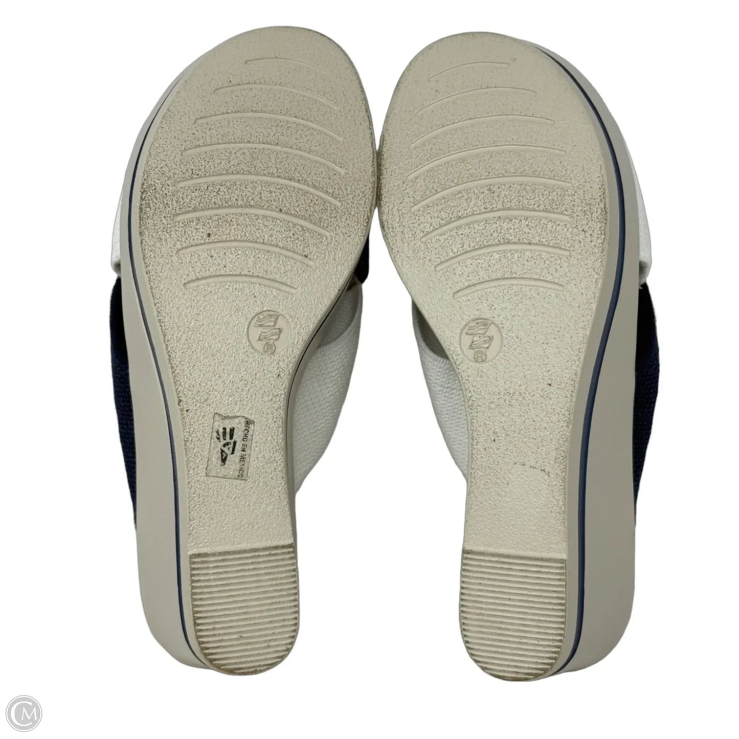 Beaufort Wedge Sandals By Charleston Shoe Company In Blue & White, Size: 6