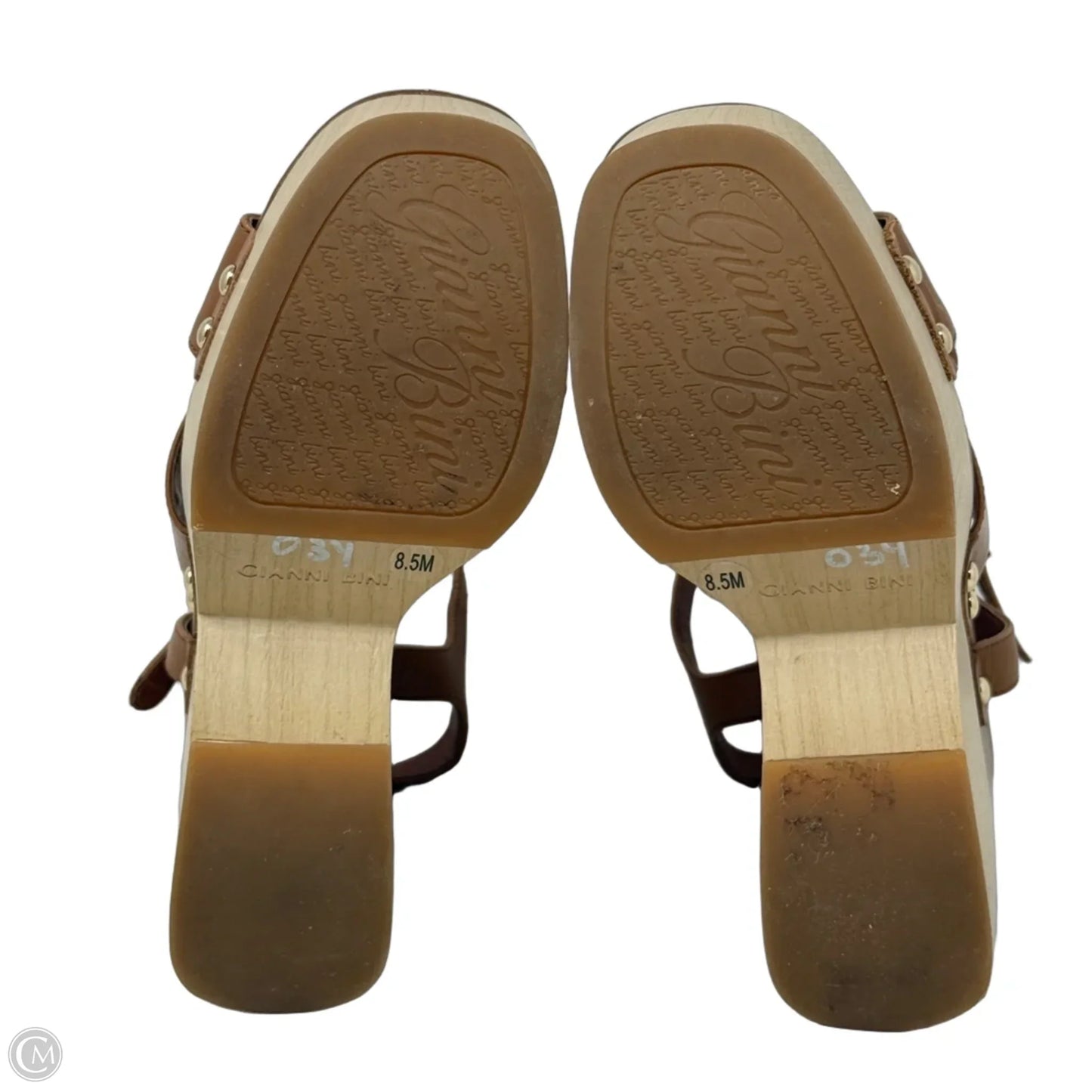 Maroew Double Banded Wood Wedge Platform Sandals By Gianni Bini In Brown, Size: 8.5