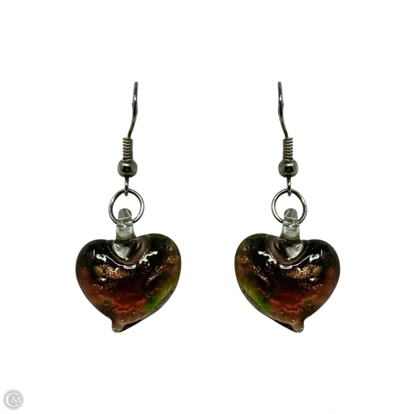 Glass Heart Dangle Earrings