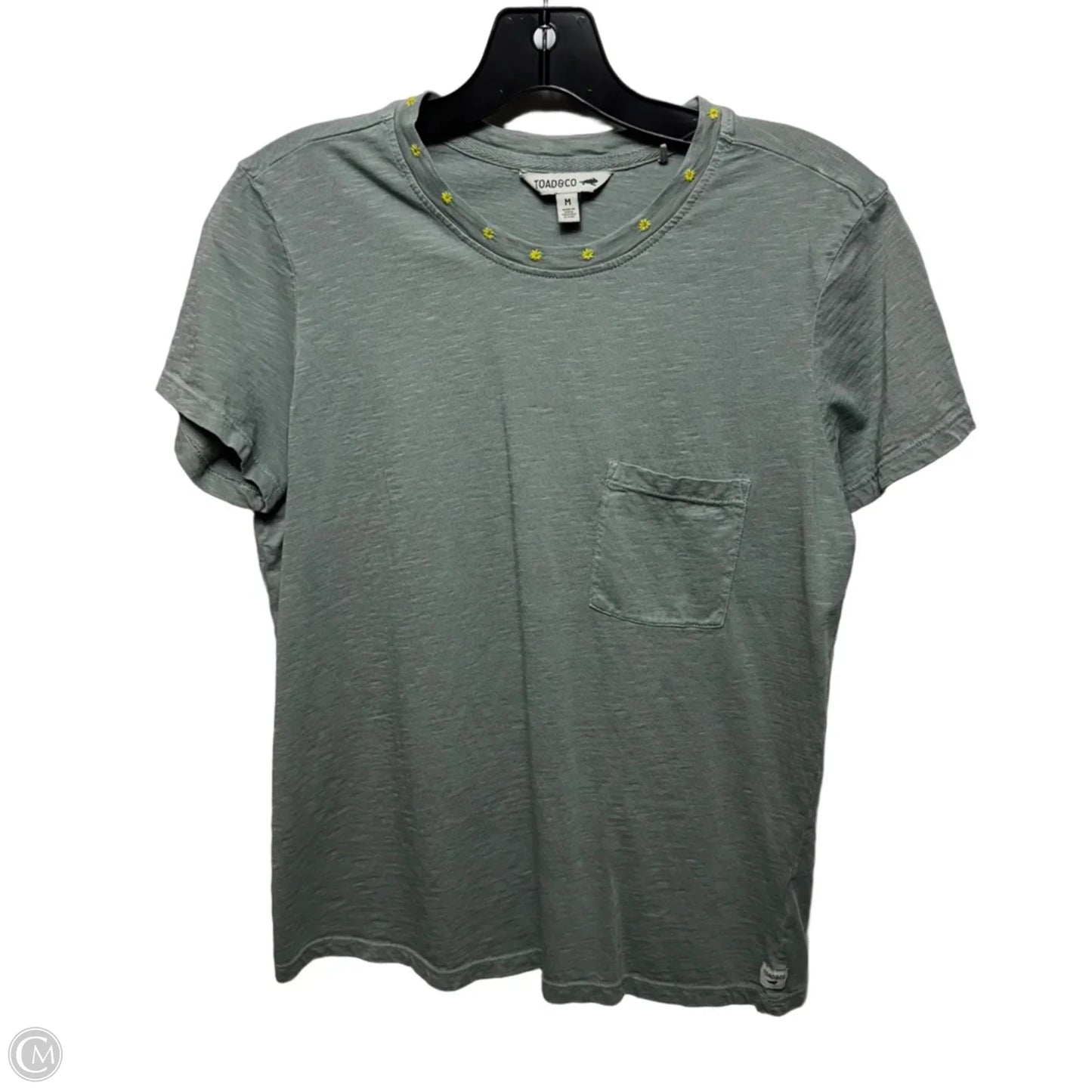 Daisy Embroidered Collar Top Short Sleeve Basic By Toad & Co In Green, Size: M