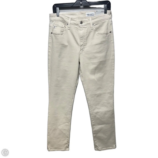 Mari High Rise Slim Crop Jeans Straight By Adriano Goldschmied In Cream Denim, Size: 8/29