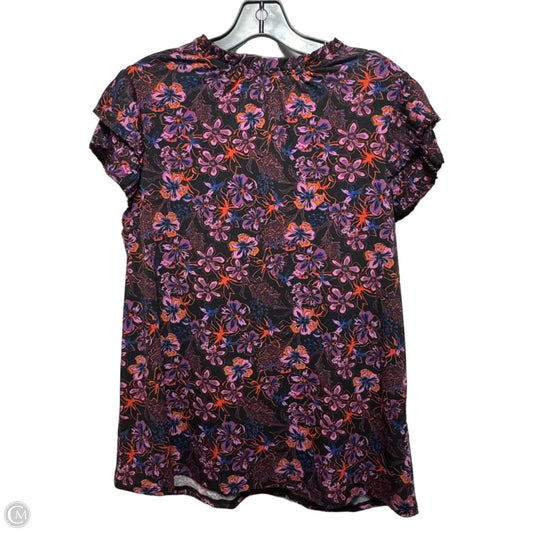 Top Short Sleeve By Adrianna Papell In Floral Print, Size: M