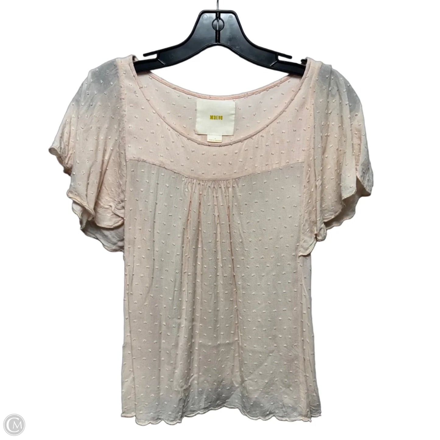 Swiss Dot Top Short Sleeve By Maeve In Pink, Size: 4