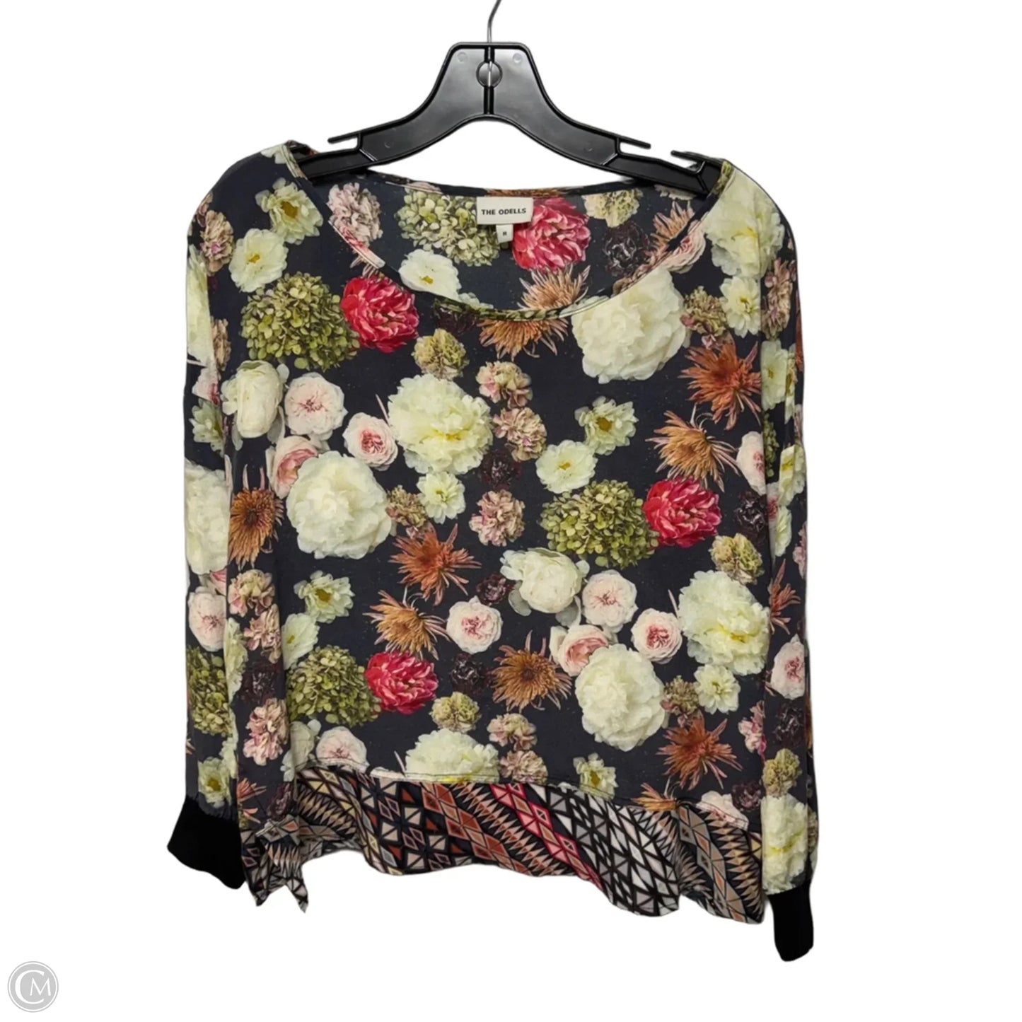 Silk Top Long Sleeve By The Odells In Floral Print, Size: M
