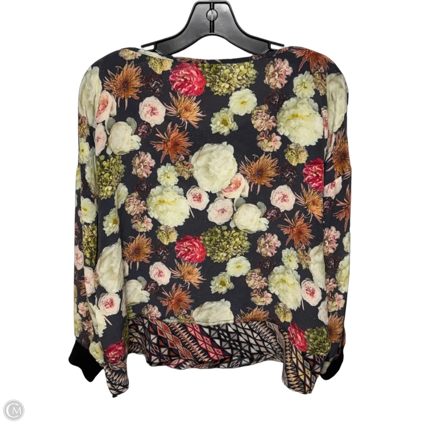 Silk Top Long Sleeve By The Odells In Floral Print, Size: M