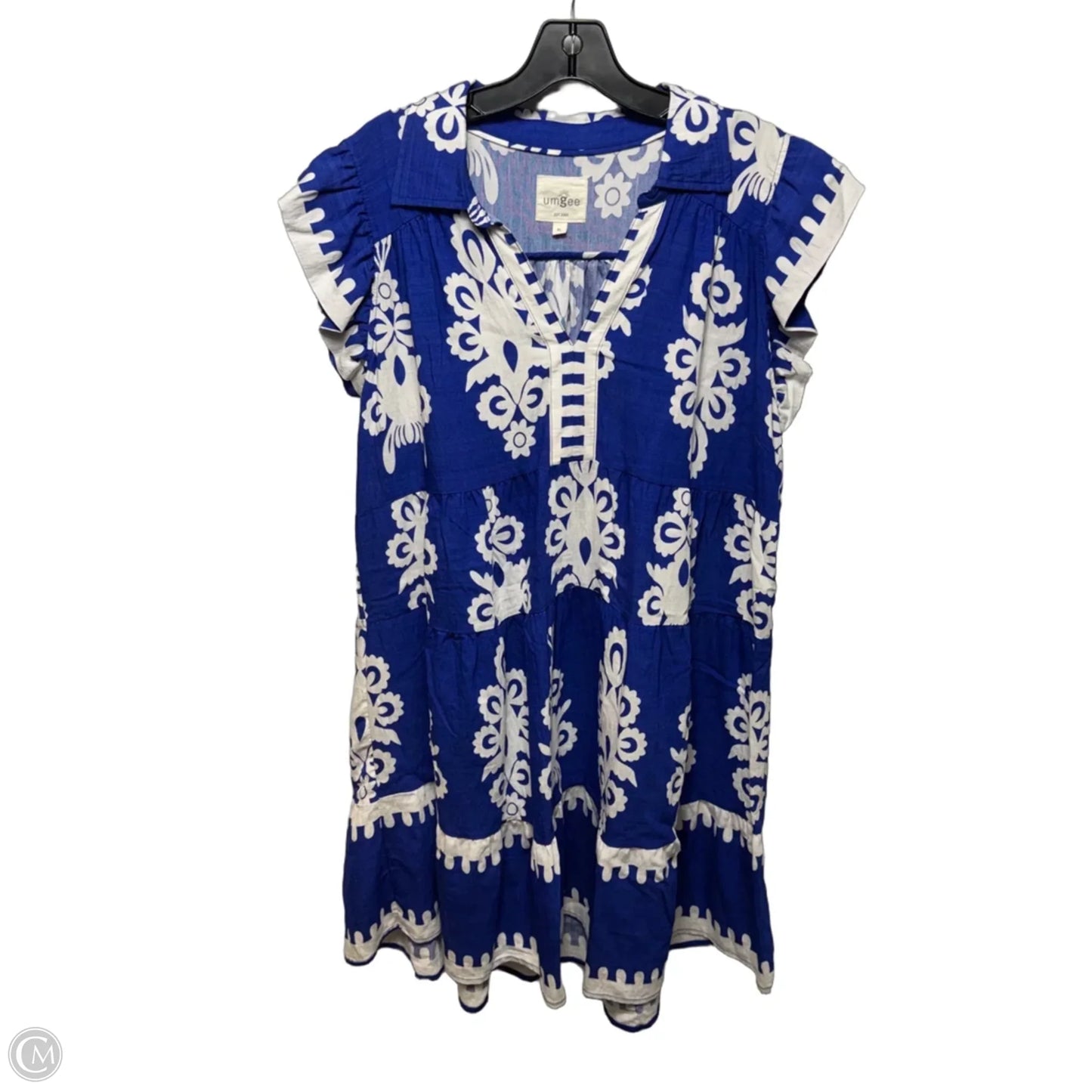 Blue Bombshell Dress By Umgee In Blue & White, Size: XL
