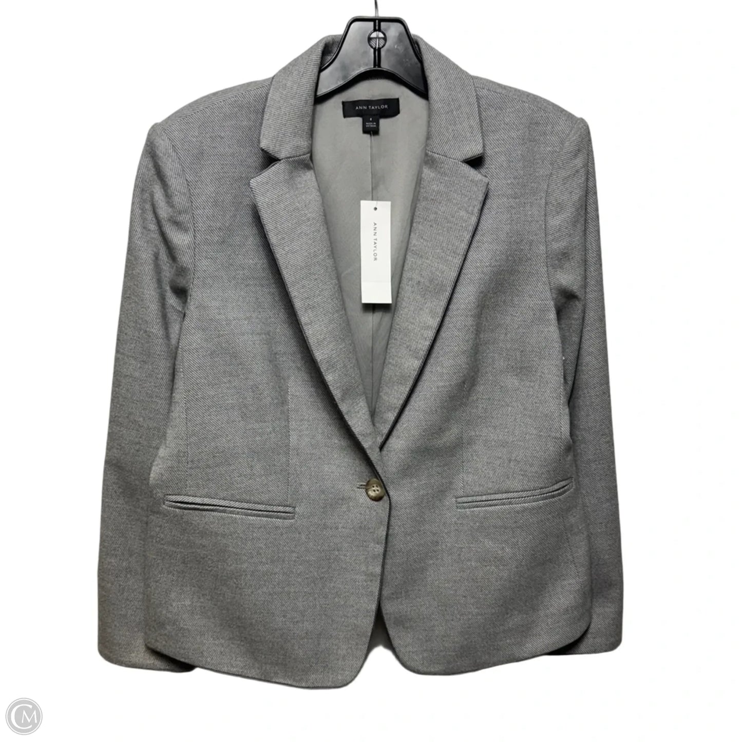 Blazer By Ann Taylor In Grey, Size: 8