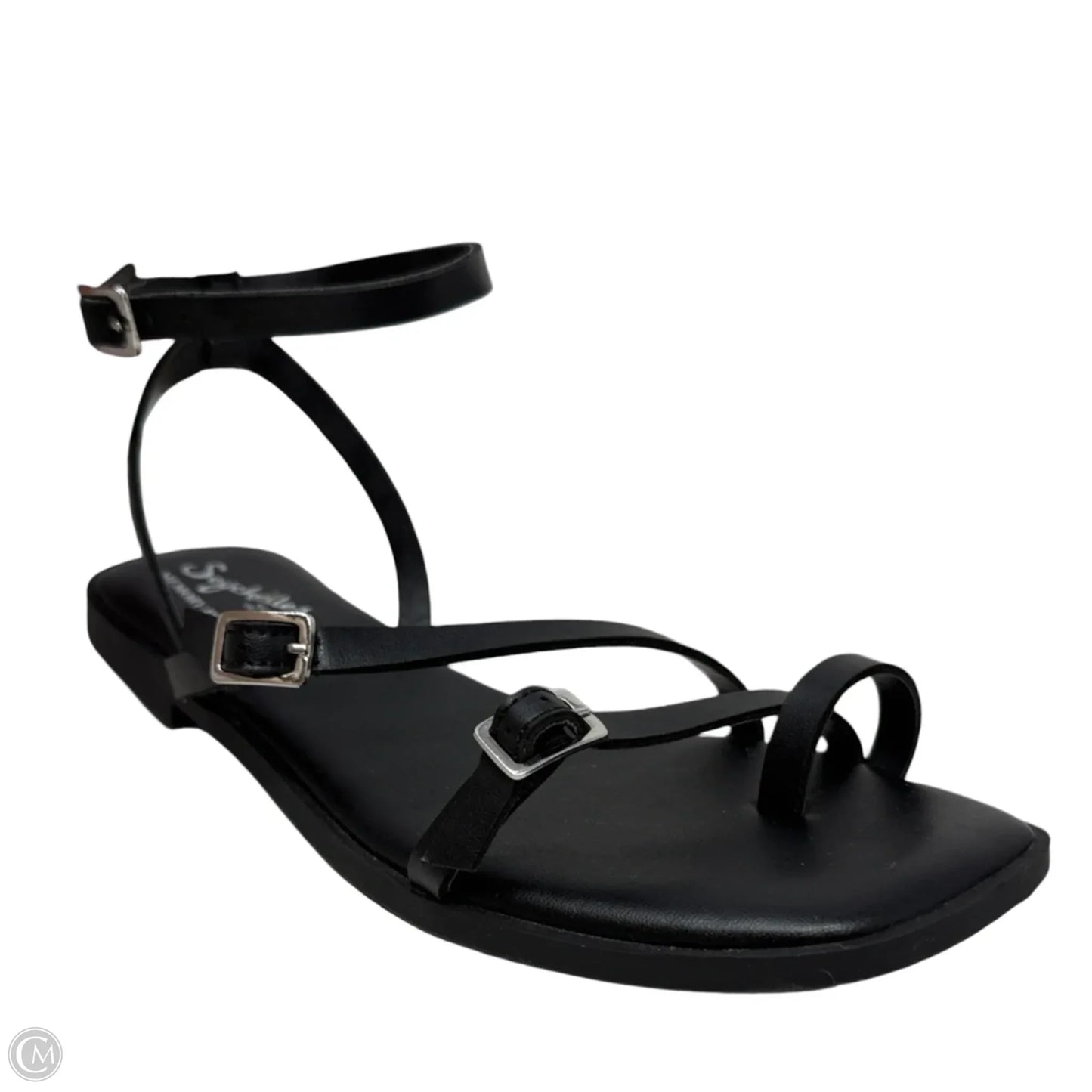 Strappy Leather Flat Sandals By Seychelles In Black, Size: 7