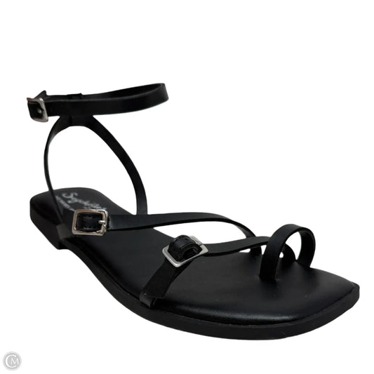 Strappy Leather Flat Sandals By Seychelles In Black, Size: 7