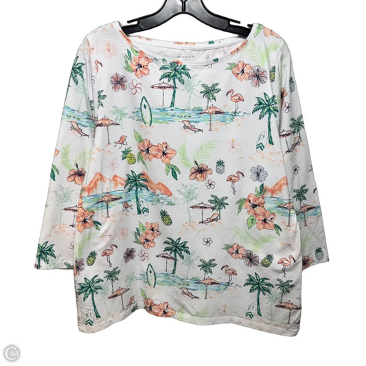 Top 3/4 Sleeve By Talbots In Tropical Print, Size: Xl