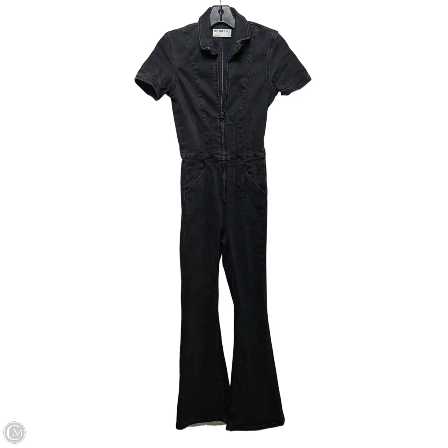 Zip Up Flared Leg Jumpsuit By We The Free In Black Denim, Size: Xs