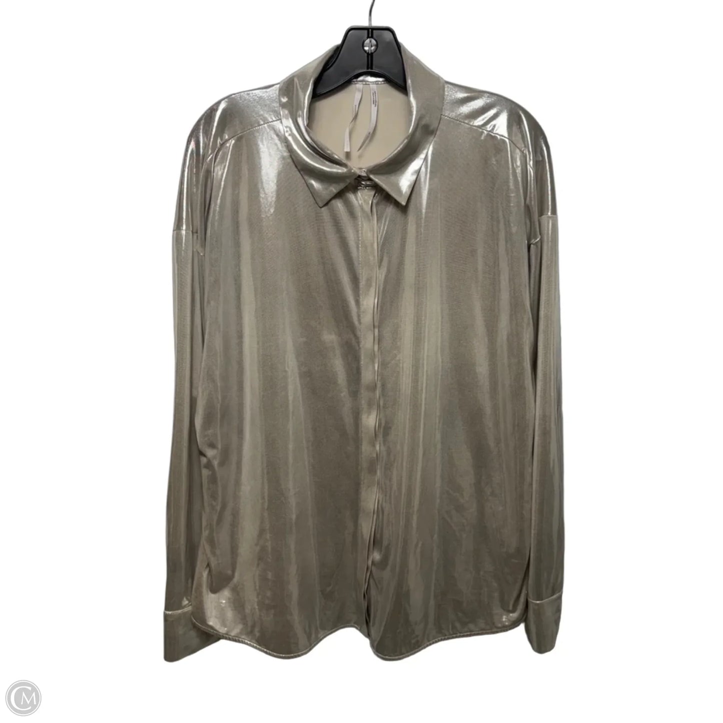 Top Long Sleeve By Anthropologie In Silver, Size: Xl