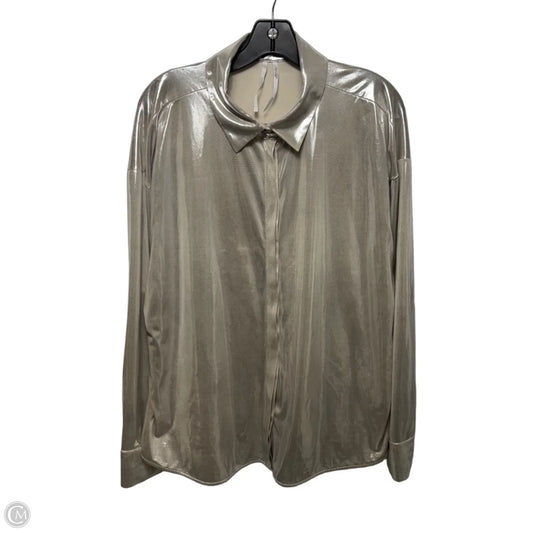 Top Long Sleeve By Anthropologie In Silver, Size: Xl