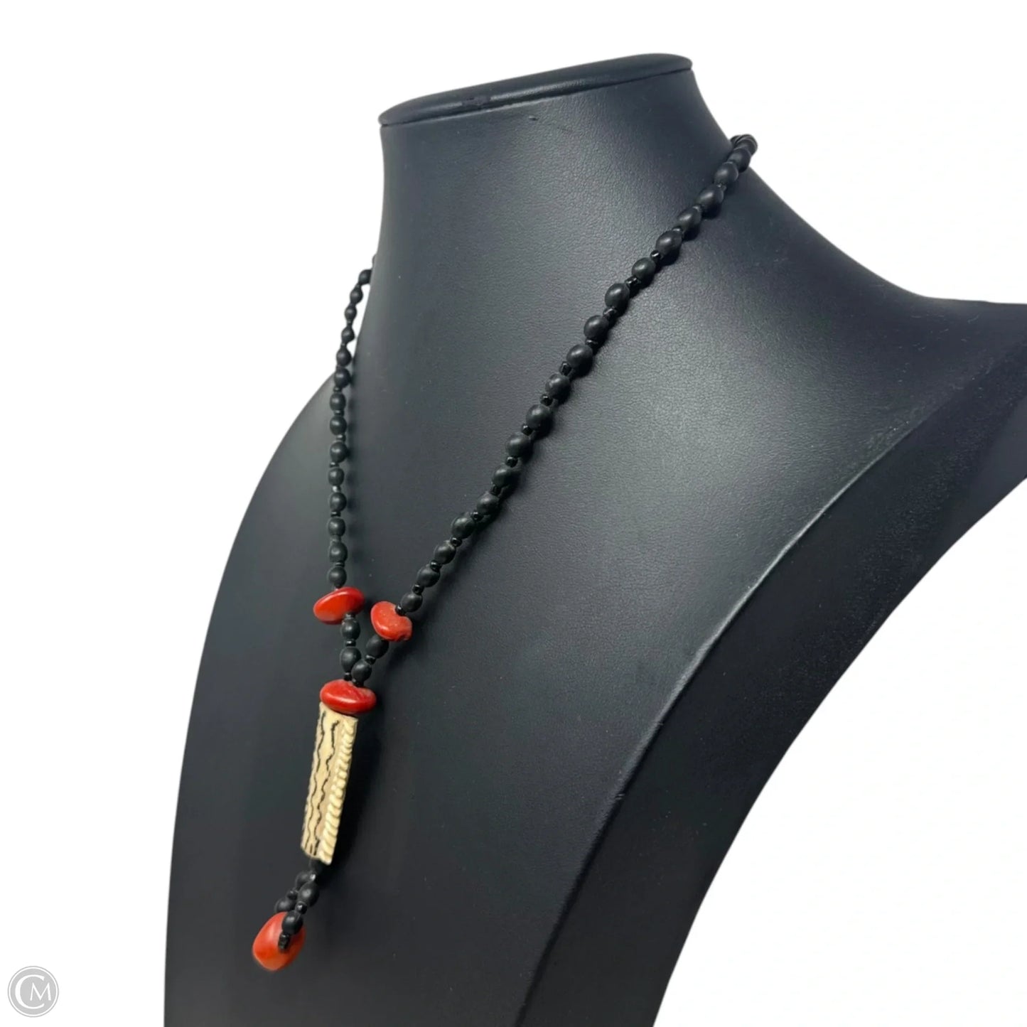 Tribal Carved Pendant Beaded Necklace