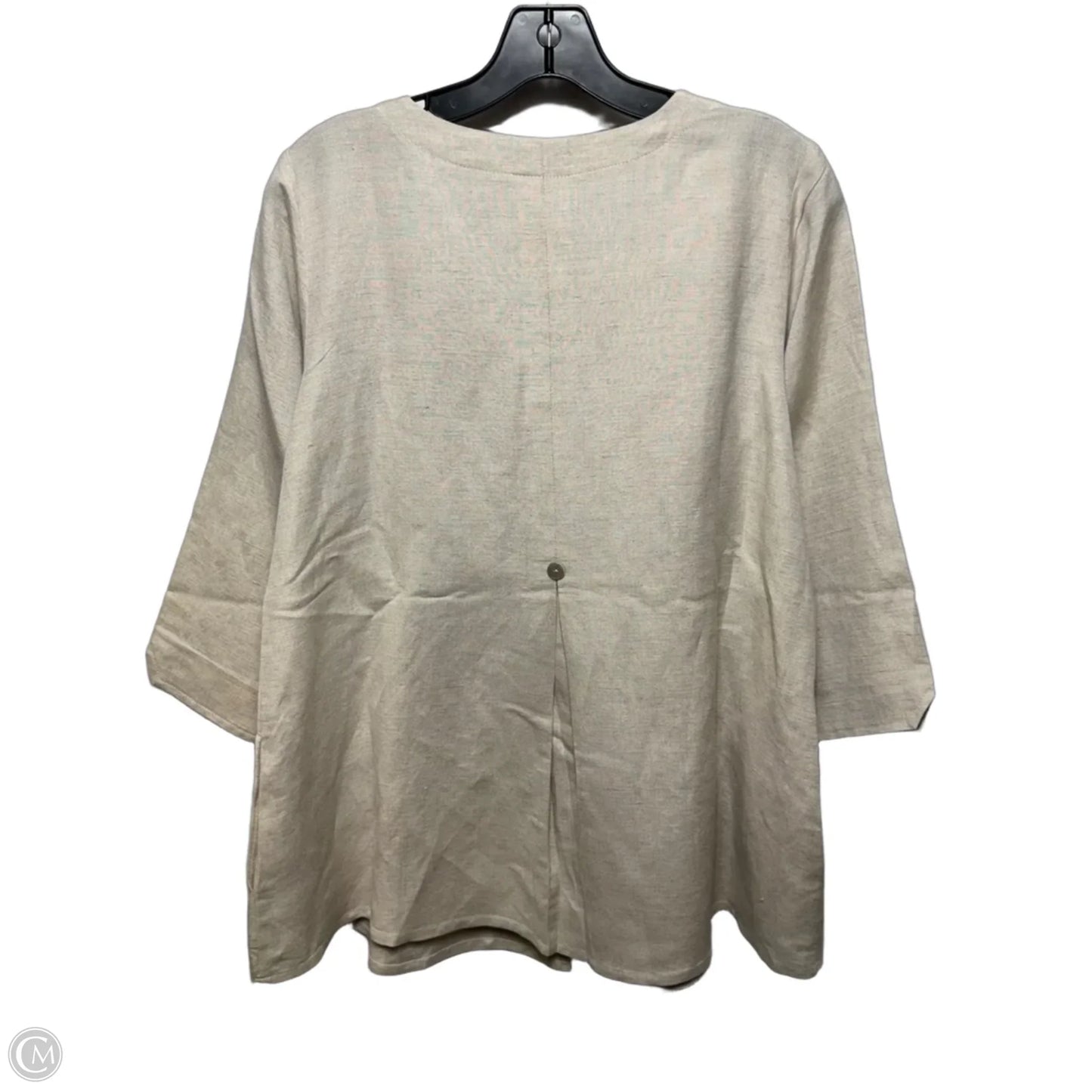 Linen V Neck Tunic Long Sleeve By Toofan In Khaki, Size: S