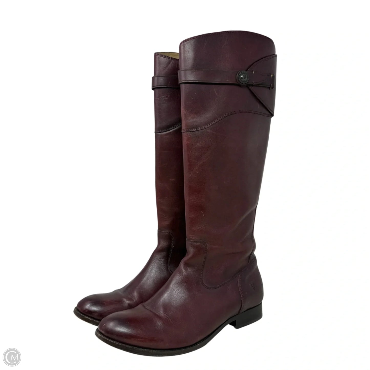 Molly Button Boots Designer By Frye In Redwood Vintage Leather, Size: 11