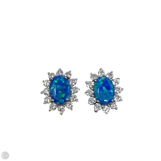 Sterling Silver & Blue Opal Stud Earrings