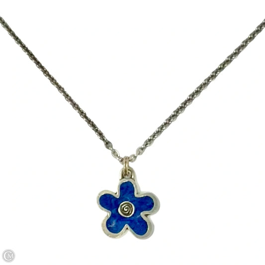 Pewter Necklace With Blue Flower Pendant By Daneforth