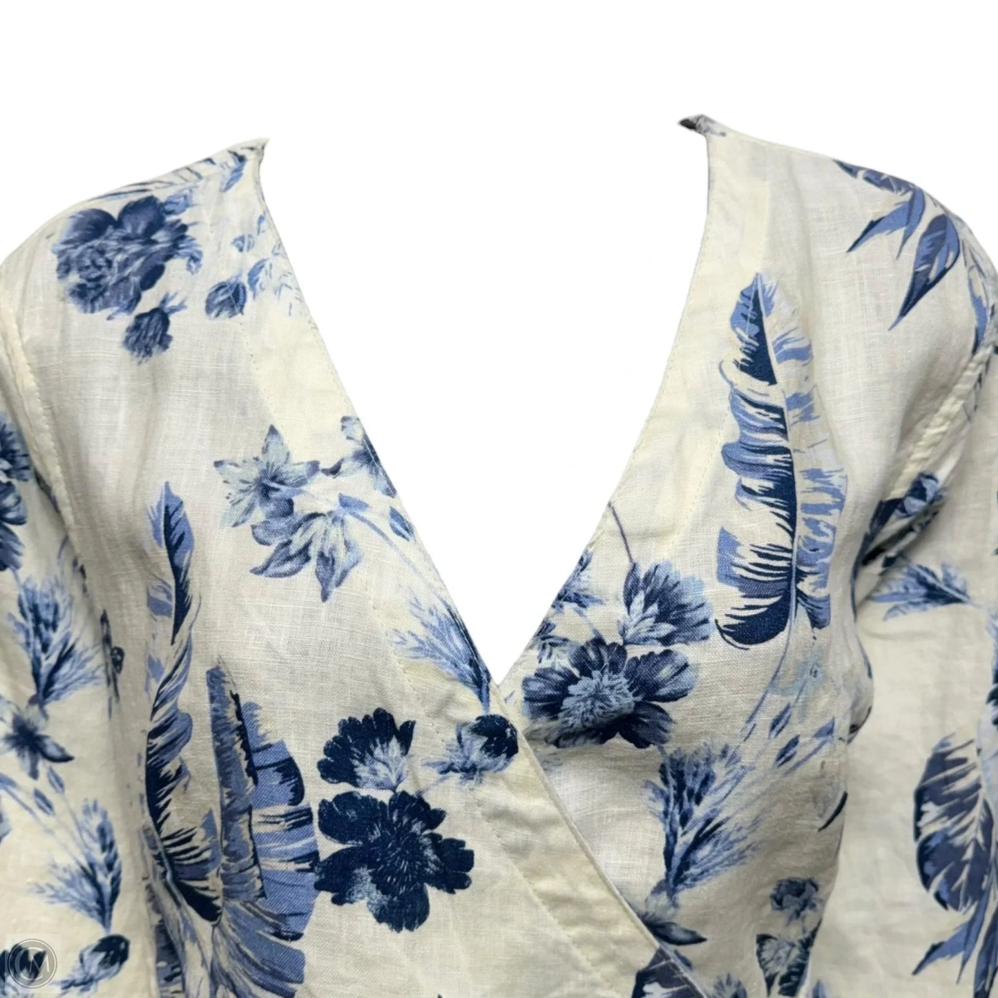 Linen Wrap Dress Casual Short By Saks Fifth Avenue In Floral Print, Size: S