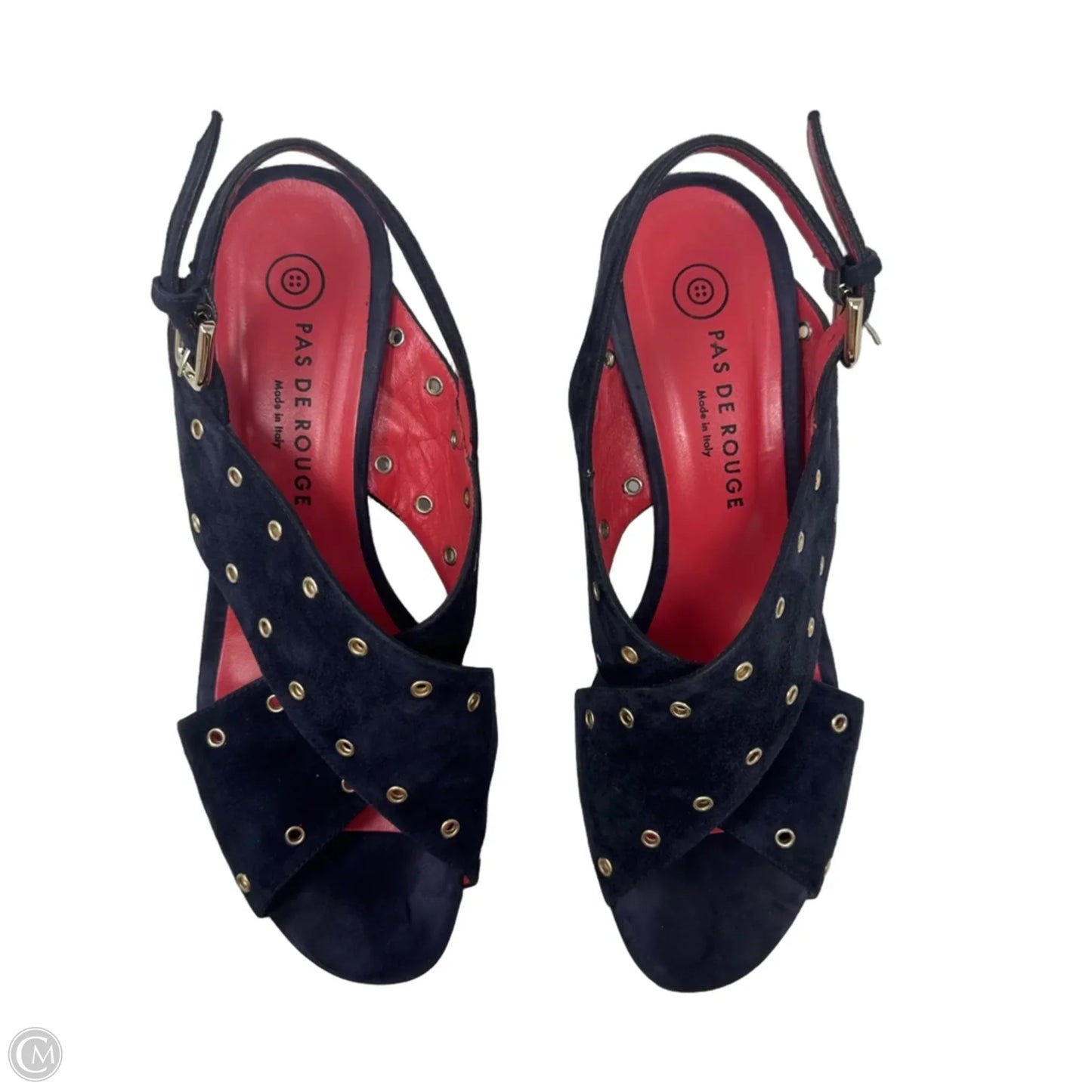 Fleur Suede Grommet Sandals By Pas de Rouge In Navy, Size: 8 (It 38)