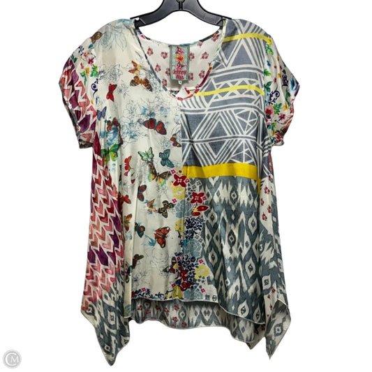 Printed Silk Tunic Short Sleeve By Johnny Was In Multi-colored, Size: M