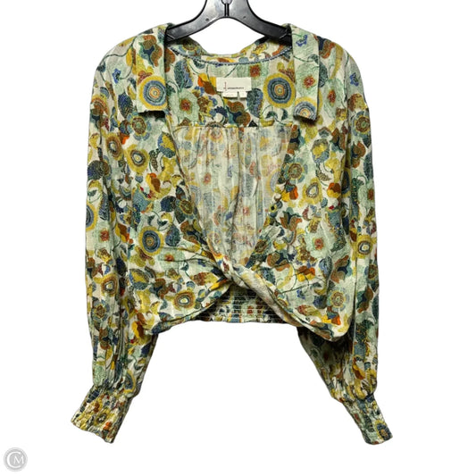 Twist Top Long Sleeve By Anthropologie In Multi-colored, Size: L